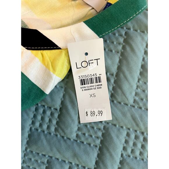 Loft Women Dress XS Multi-Color Striped High Neck Halter Apron A-Line Summer - Picture 5 of 10